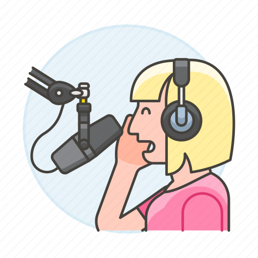 Female, headset, microphone, music, record, recording, singer icon - Download on Iconfinder