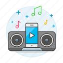 button, connect, mobile, music, phone, play, player, smartphone, speaker