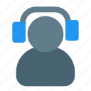 user, with, headphone, music, color, f