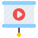 video presentation, presentation board, media presentation, video play, play button 