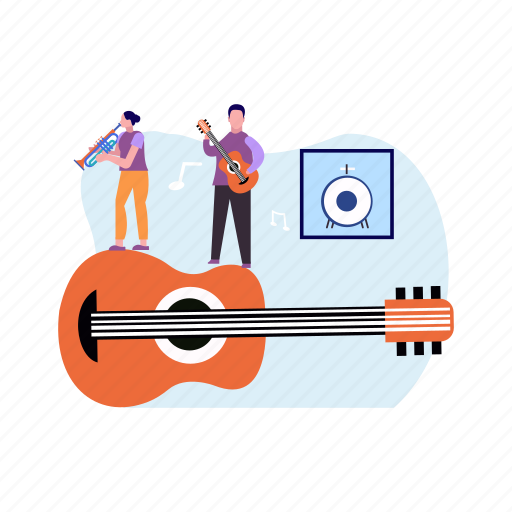 Guitar, music, girl, playing, trumpet icon - Download on Iconfinder
