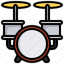 drum, set, band, rhythm, equipment