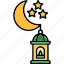 ramadan, decoration, moon, lamp, crescent, muslim, light 