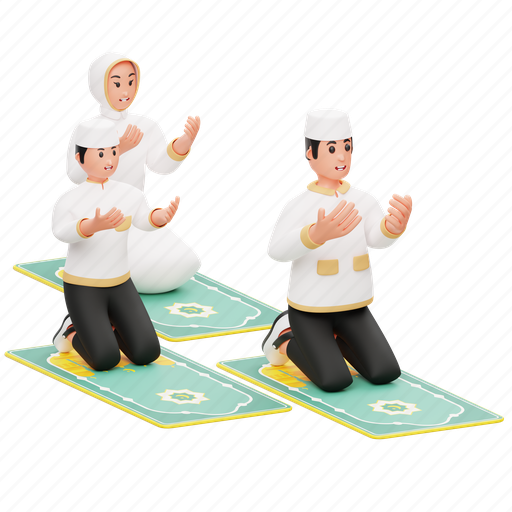 Family, praying, father, mother, kid, ramadan, pray 3D illustration - Download on Iconfinder