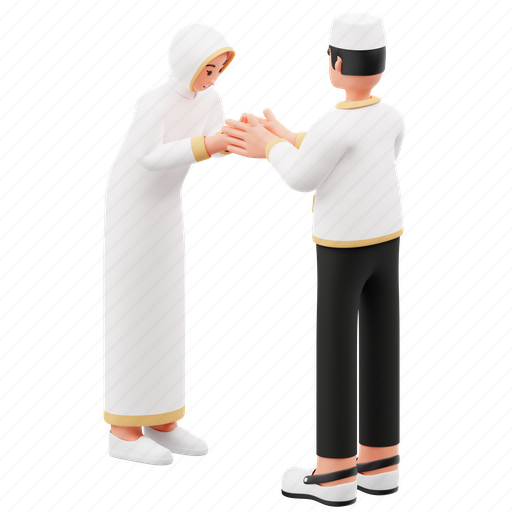 Women, shaking, hands, men, hijab, character, couple 3D illustration - Download on Iconfinder