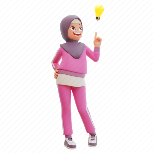 Sporty, muslim, woman, cute, health, avatar 3D illustration - Download on Iconfinder