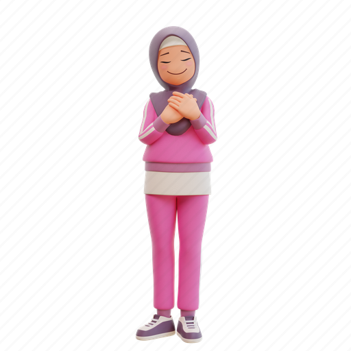 Sporty, muslim, woman, cute, health, avatar 3D illustration - Download on Iconfinder