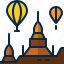 ancient, bagan, balloon, landmark, myanmar 