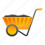 cart, coal, construction, person, wheelbarrow 