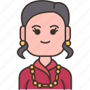 bhutanese, woman, ethnic, traditional, asian