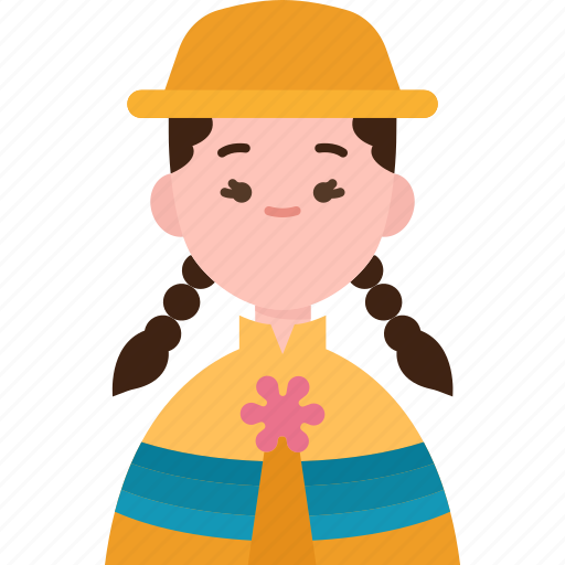 Bolivian, national, dress, woman, folk icon - Download on Iconfinder
