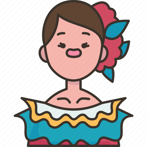 Venezuelan, traditional, dress, woman, native icon - Download on Iconfinder