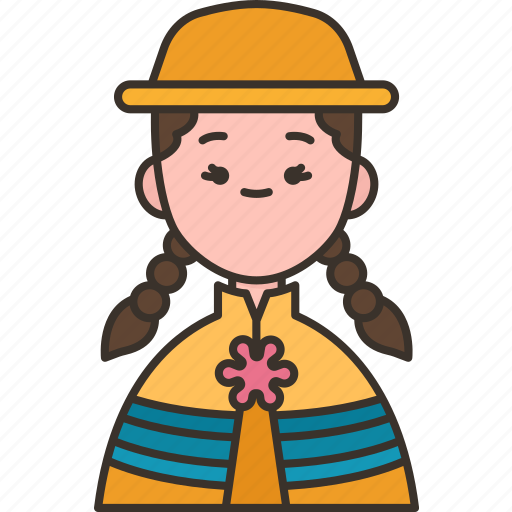 Bolivian, national, dress, woman, folk icon - Download on Iconfinder