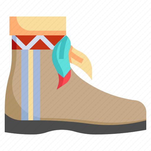 Boot, footwear, native, american, feather, boho icon - Download on Iconfinder