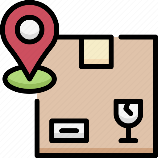 Delivery, shipping, package, logistics, box, address, pin icon - Download on Iconfinder