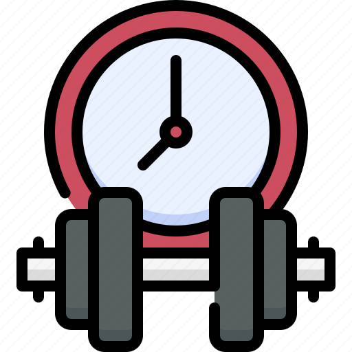 Fitness, gym, exercise, time, clock, dumbbell, workout icon - Download on Iconfinder