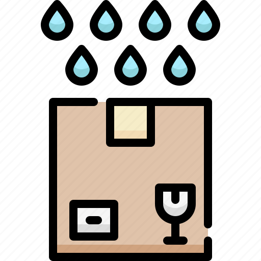 Logistics, shipping, delivery, rain, drop, water, package icon - Download on Iconfinder
