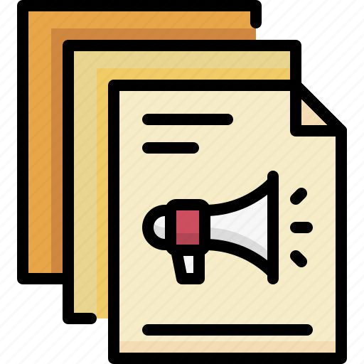 Marketing, business, advertising, files report marketing, document, data, megaphone icon - Download on Iconfinder