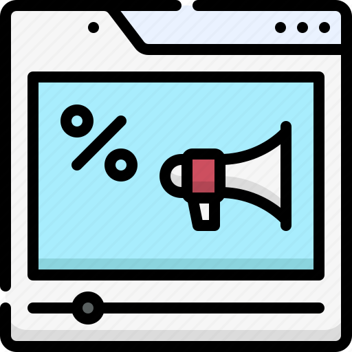 Marketing, business, advertising, video marketing, discount, online, megaphone icon - Download on Iconfinder