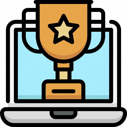 Online learning, education, school, award, achievement, trophy, laptop icon - Download on Iconfinder