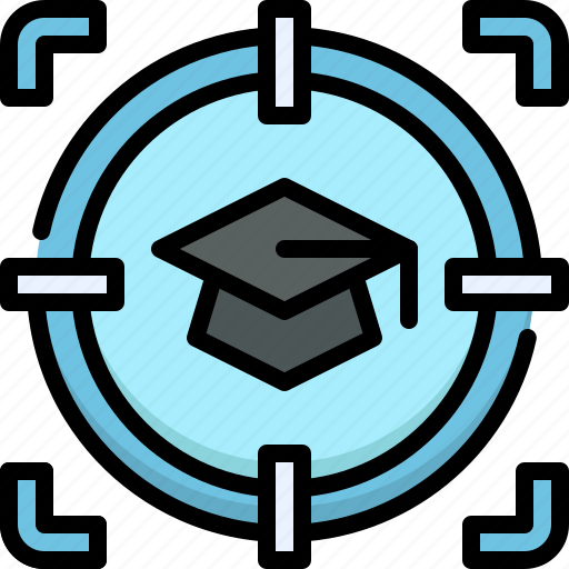 Online learning, education, school, target, focus, mortarboard, study icon - Download on Iconfinder