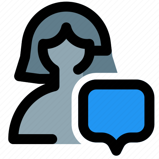 Chat, chat bubble, single woman, talk icon - Download on Iconfinder