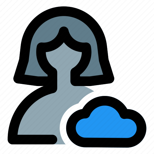 Cloud, storage, technology, single woman icon - Download on Iconfinder