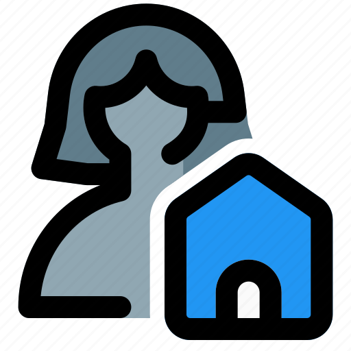 Home, house, single woman, building icon - Download on Iconfinder