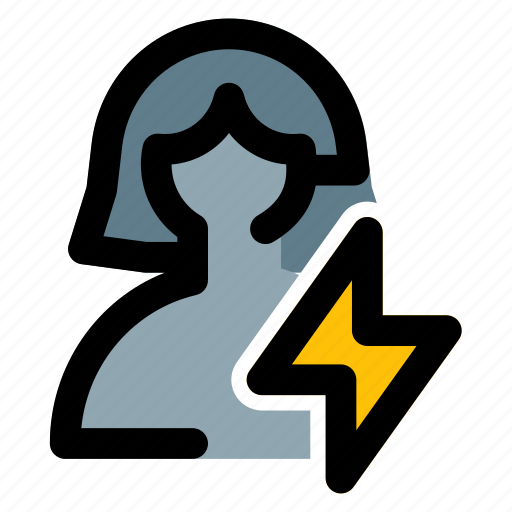 Flash, single woman, power, energy icon - Download on Iconfinder