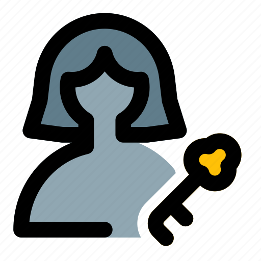 Key, passkey, single woman, security icon - Download on Iconfinder
