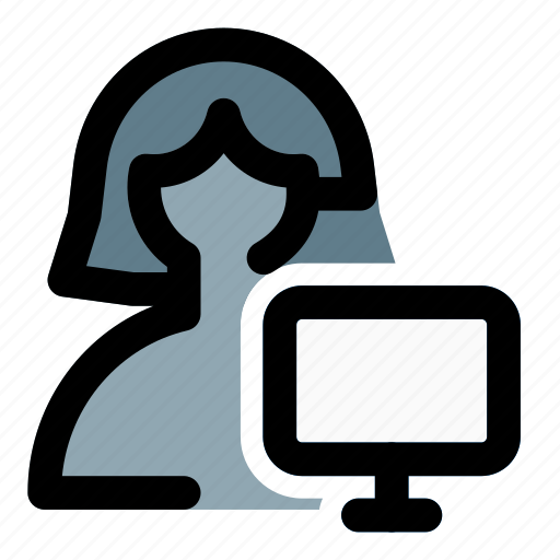Monitor, screen, display, single woman icon - Download on Iconfinder