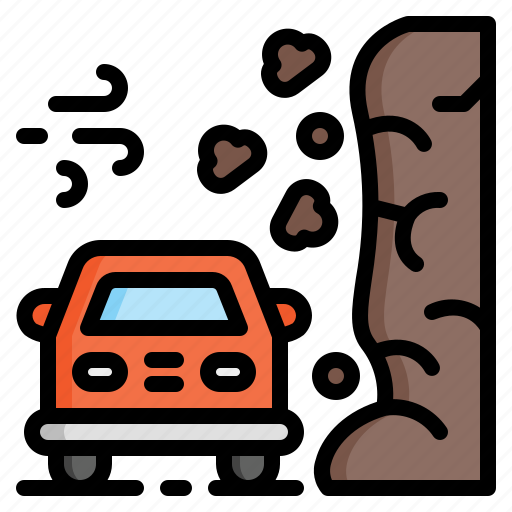 Danger, landslide, rocks, disaster, car icon - Download on Iconfinder