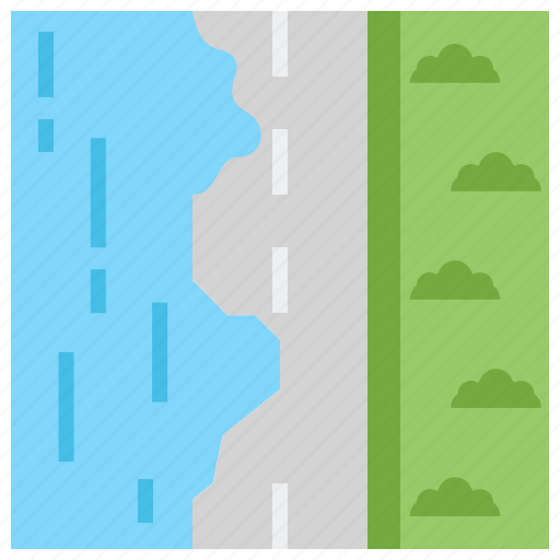 Riverine, flooding, road, highway icon - Download on Iconfinder
