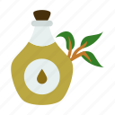 bottle, leaf, oil, tea, tree
