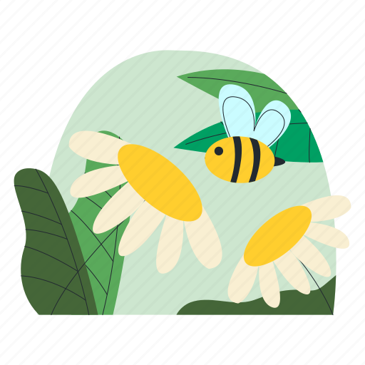 Bee, and, flower, nectar, plant illustration - Download on Iconfinder