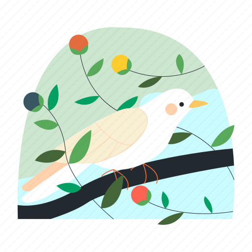 Bird, and, flower, plant illustration - Download on Iconfinder