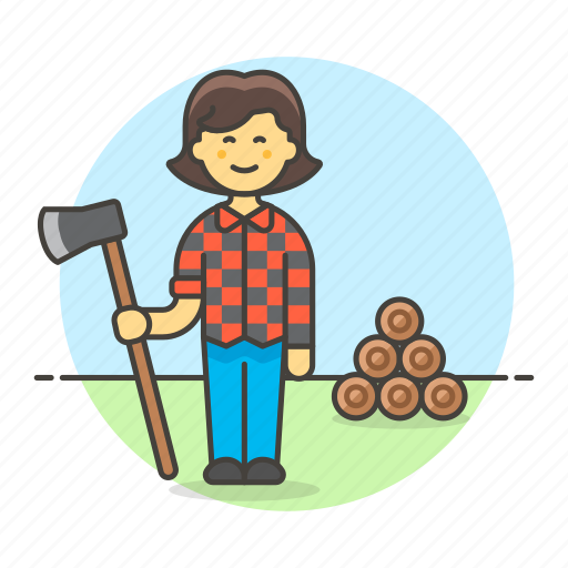 Axe, equipment, female, gardening, harvesting, lumber, lumberjack icon - Download on Iconfinder
