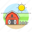agriculture, barn, countryside, farm, fence, field, nature, pen, ranch, sun, sunlight, sunny 