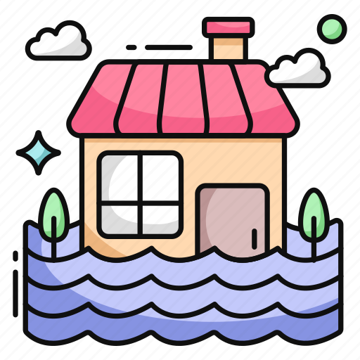 Flood, natural disaster, inundation, flash flood, heavy rainfall icon - Download on Iconfinder