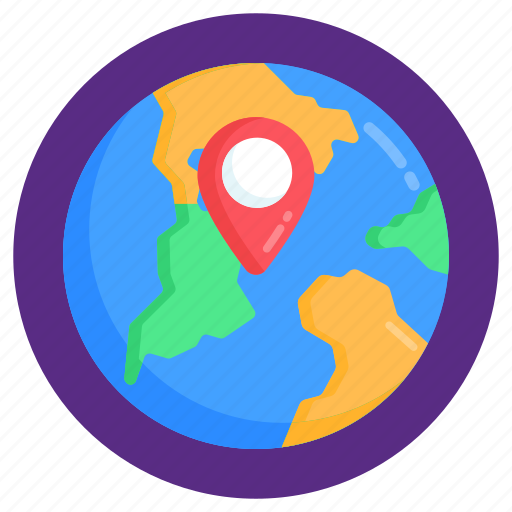 Global location, geolocation, global navigation, pinned location, world location icon - Download on Iconfinder
