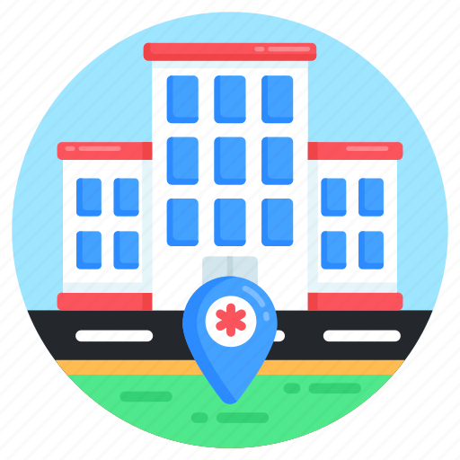 Medical center, hospital location, pharmacy location, building location, hospital navigation icon - Download on Iconfinder