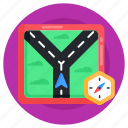 road location, road navigation compass, road direction, map direction, gps