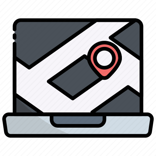 Gps, navigation, location, direction, location-pin, pin, laptop icon - Download on Iconfinder
