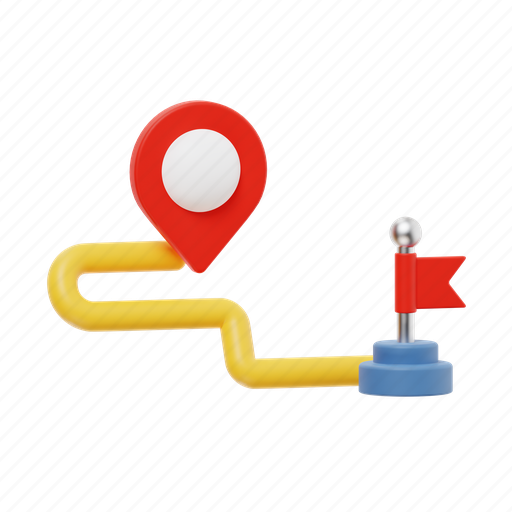 Route, destination, location, map, direction, gps, road 3D illustration - Download on Iconfinder
