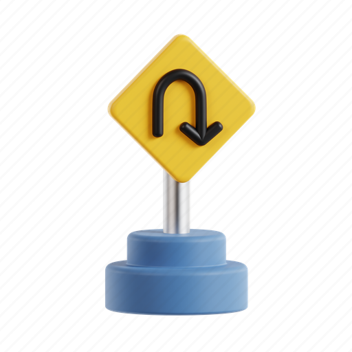 U turn, arrow, direction, turn, navigation, sign, right 3D illustration - Download on Iconfinder