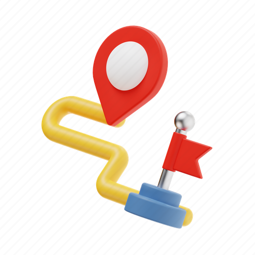 Route, destination, location, map, direction, gps, road 3D illustration - Download on Iconfinder