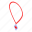 cartoon, isometric, necklace, pearl, red, wedding, woman 