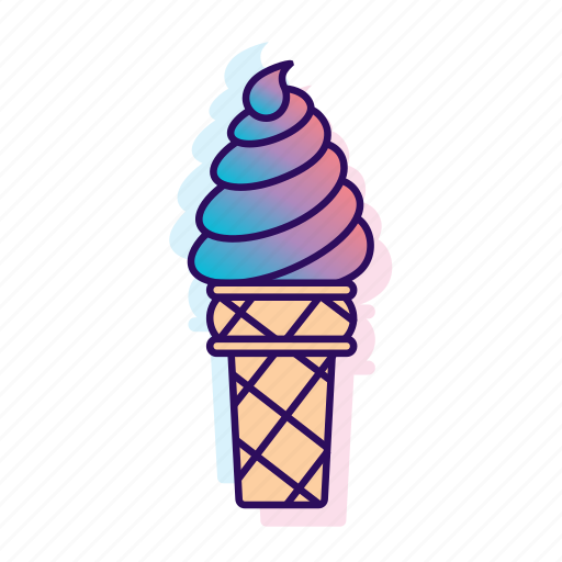 Icecream, icecream cone, icecreamiconset, lpoole, neon, soft serve icon - Download on Iconfinder