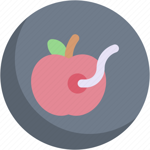 Rotten, worm, apple, fruit, food, organic icon - Download on Iconfinder