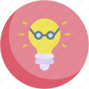 geek, idea, bulb, nerd, creative, humanpictos, glasses